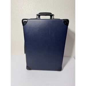 Globe-Trotter Vintage Suitcase Carry-on Navy Blue 2-Wheel Hard Case Luggage